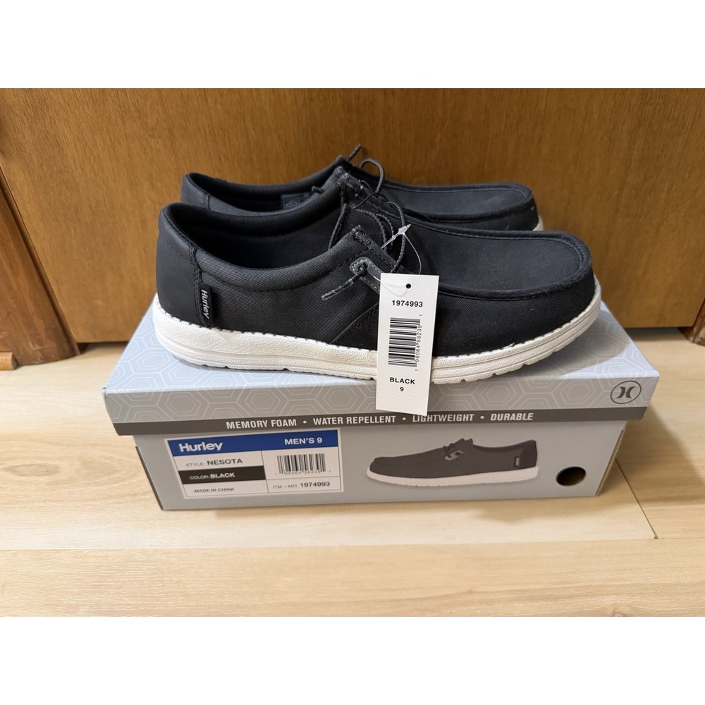 Hurley Nesota Men's Black Casual Shoes Memory Foam Lightweight Size 9 New